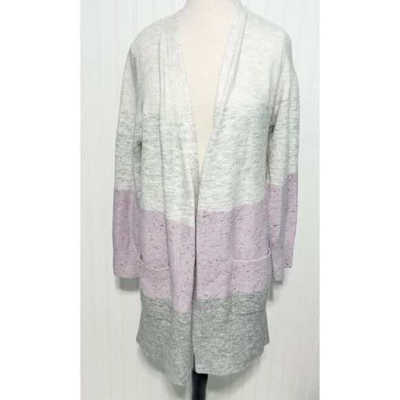 Verve Ami‎ Women's Ombre Knitted Open Cardigan Sweater White Purple Gray Size XL - Picture 1 of 10